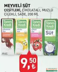 TARIM KREDİ MEYVELİ SÜT 200 ML fiyat ve kampanya bilgisi